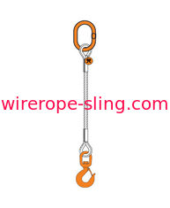 Oval Master Wire Rope Slings With Hooks 1 Leg 1300 Lbs WLL For Common Hitches