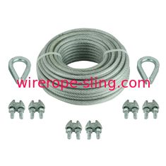 Vinyl Coated Wire Rope Sling With Two Thimbles / Six Clamps 1/8 Inch X 30 Feet