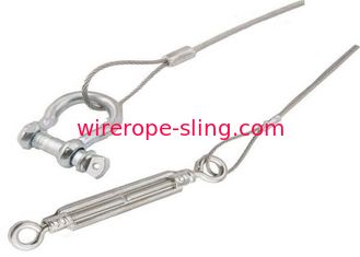 3.0mm - 11mm Diameter Wire Rope Sling Stainless With Shackels / Turnbuckels