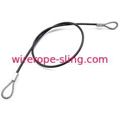 Black Pvc Wire Rope Bridle Slings , 3000mm Length Cable Sling With Loops