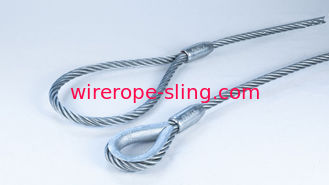 Single Leg Wire Rope Sling 6x25 IWRC Flemish Eye Loop To Heavy Duty Thimble