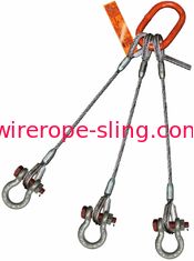 1" 3- Leg Wire Rope Sling Thimble To Bolt Anchor Shackle Oblong Master Link