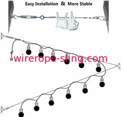 Globe String Light Suspension Kit Wire Rope Assemblies Cable Turnbuckle And Hooks