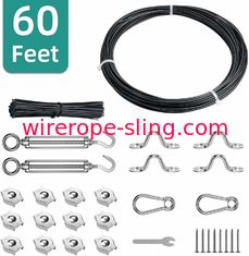 Black Vinyl Coated Stainless Wire Rope Assemblies For Backyard Patio And Pool