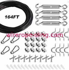 Stainless Steel Hanging Kit 164 FT Coated Wire Rope Assembly Turnbuckle And Hook