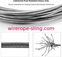 5 Meters Window Curtain Stainless Steel Wire Rope Assemblies With 20 Clips