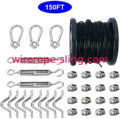 String Suspension Kit Outdoor Wire Rope Cable Assemblies 150 FT Length
