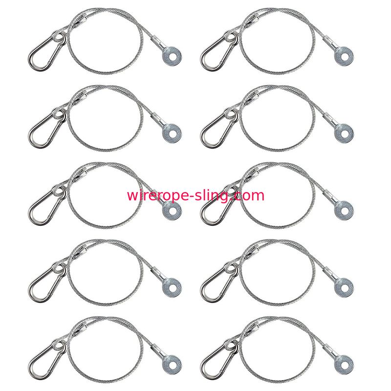 10 Pack Wire Rope Sling Heavy Duty Locking Stainless Steel For Stage Light Safety