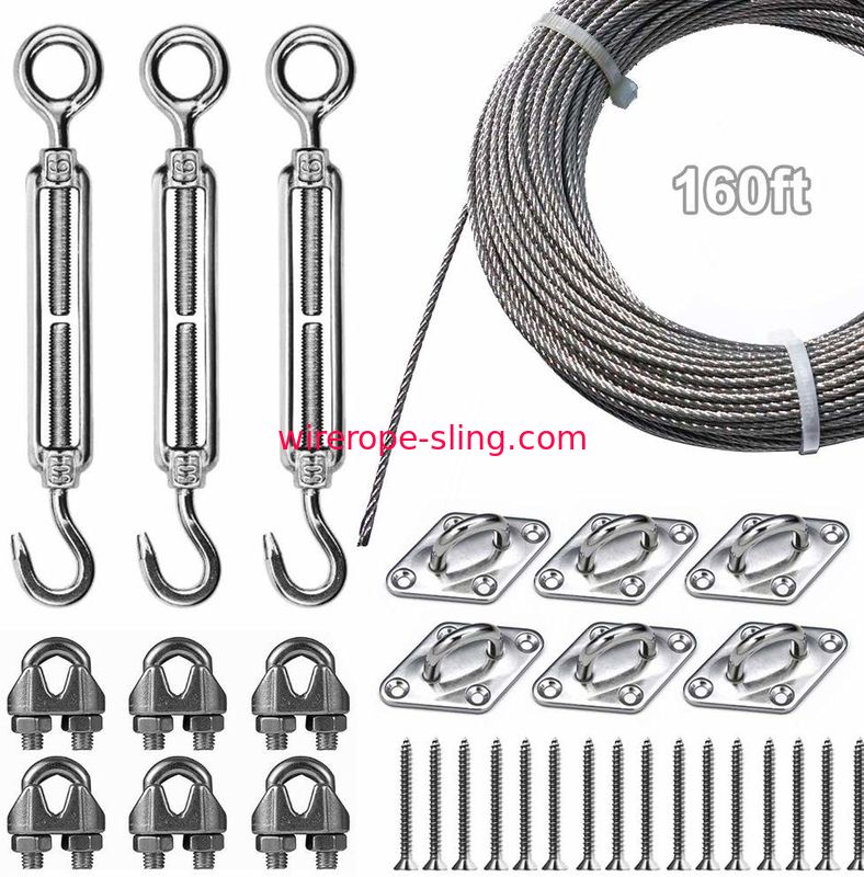 Outdoor String Lights Hanging Kit 1x19 Stainless Steel Wire Rope 304 Suspension Kit