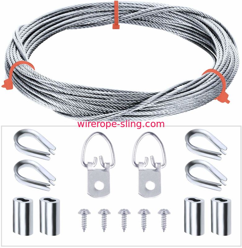 Picture Hanging Kit 7x7 Stainless Steel Wire Rope & Fittings Supports Up To 33 Lbs