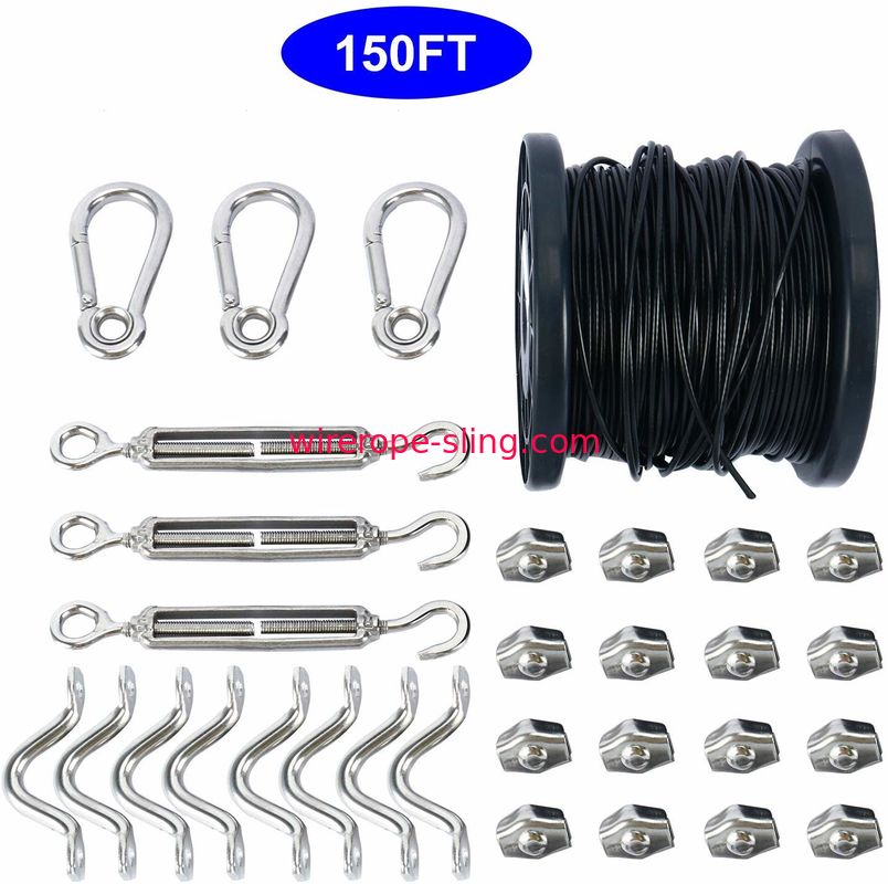 String Suspension Kit Outdoor Wire Rope Cable Assemblies 150 FT Length
