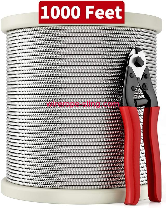 T316 Construction 1000FT 7x7 Stainless Steel Wire Rope