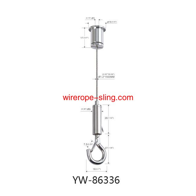 Suspended Wire Rope Cable Lighting Kit With Lobster Gripper Hook YW86335