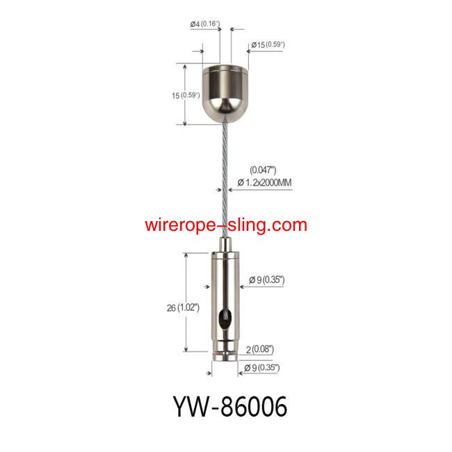 1.2mm Cable Suspension Hanging Kit Nickel Plated Brass YW86006