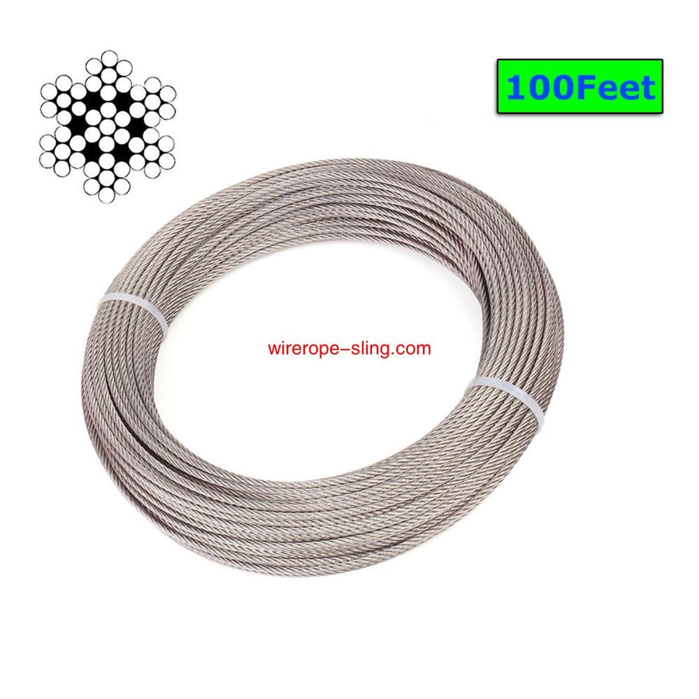 T316 Marine 3mm Stainless Steel Aircraft Wire Rope for Deck Cable Railing Kit,7x7 100/164 Feet