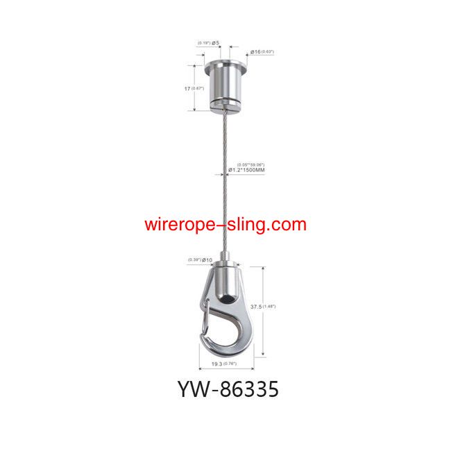 Suspended Wire Rope Cable Lighting Kit With Lobster Gripper Hook YW86335