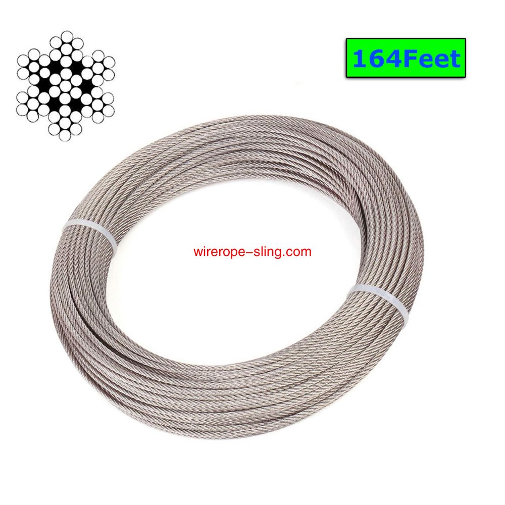 T316 Marine 3mm Stainless Steel Aircraft Wire Rope for Deck Cable Railing Kit,7x7 100/164 Feet