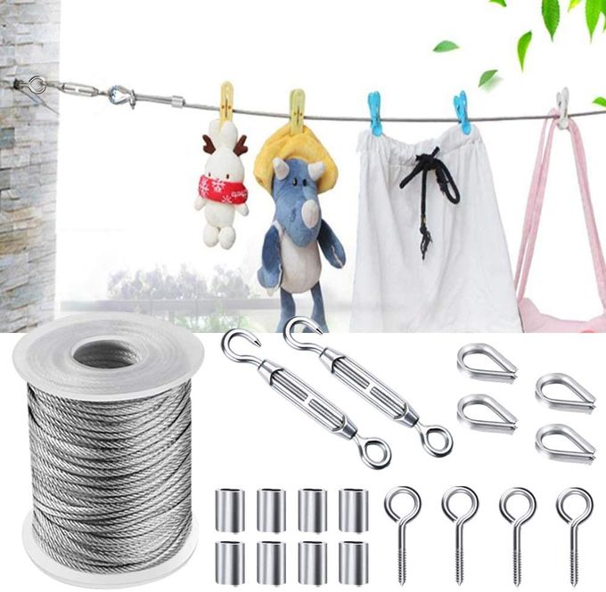 Turnbuckle Wire Tensioner 2mm X 50 FT Wire Rope With Pvc Coating