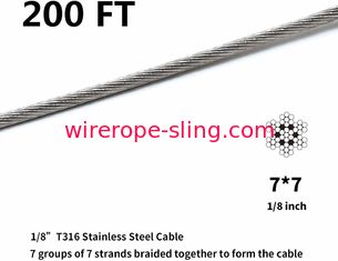 T316 Stainless Steel 1/8" Aircraft Wire Rope For Cable Railing Kits 200 FT