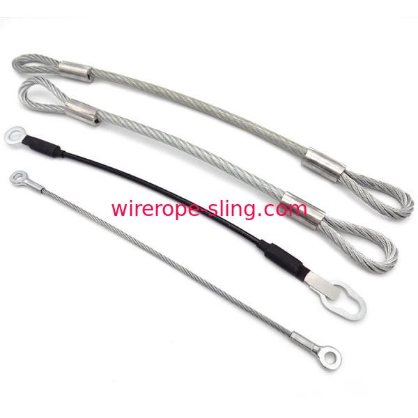 High Strength Clear Wire Rope Sling 100mm -3000mm With Soft Eye Loops