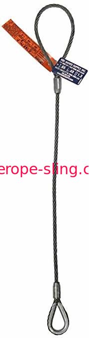 Single Leg Wire Rope Sling 6x25 IWRC Flemish Eye Loop To Heavy Duty Thimble