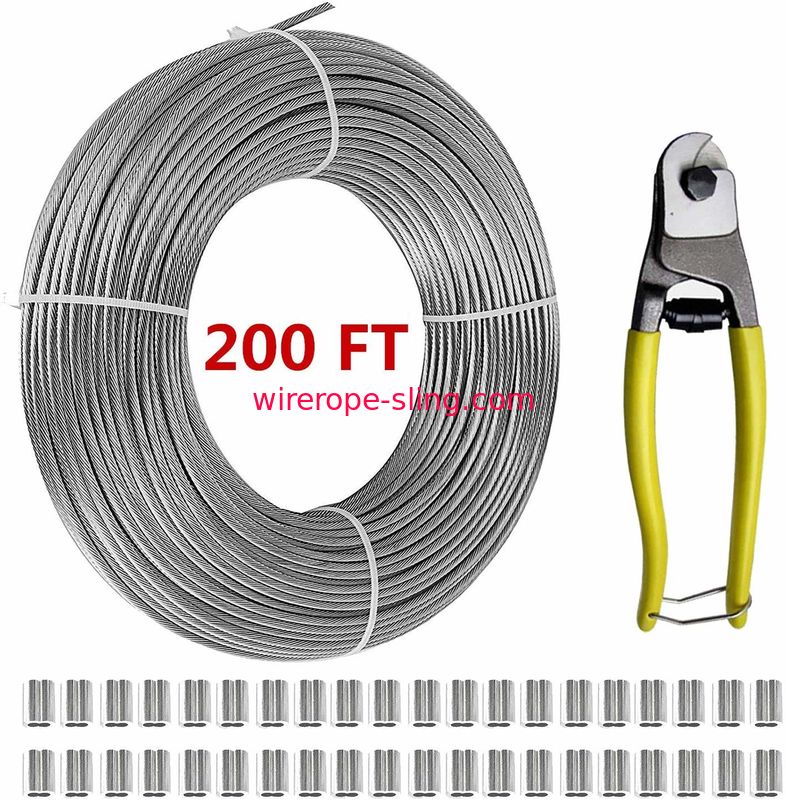 1/8 Stainless Steel Aircraft Wire Rope for Deck Cable Railing Kit,7 x 7 200  Feet T 316 Marine Grade