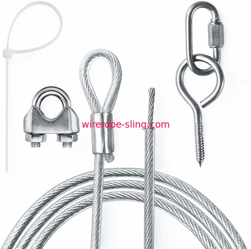 Stainless Steel Hanging Kit 164 FT Coated Wire Rope Assembly Turnbuckle And  Hook