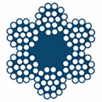 Cross section of bright wire rope 6 × 19 with fiber core