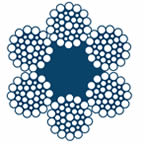 Cross section of bright wire rope 6 × 37 with fiber core
