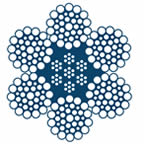 Cross section of bright wire rope 6 × 37 with independent wire rope core
