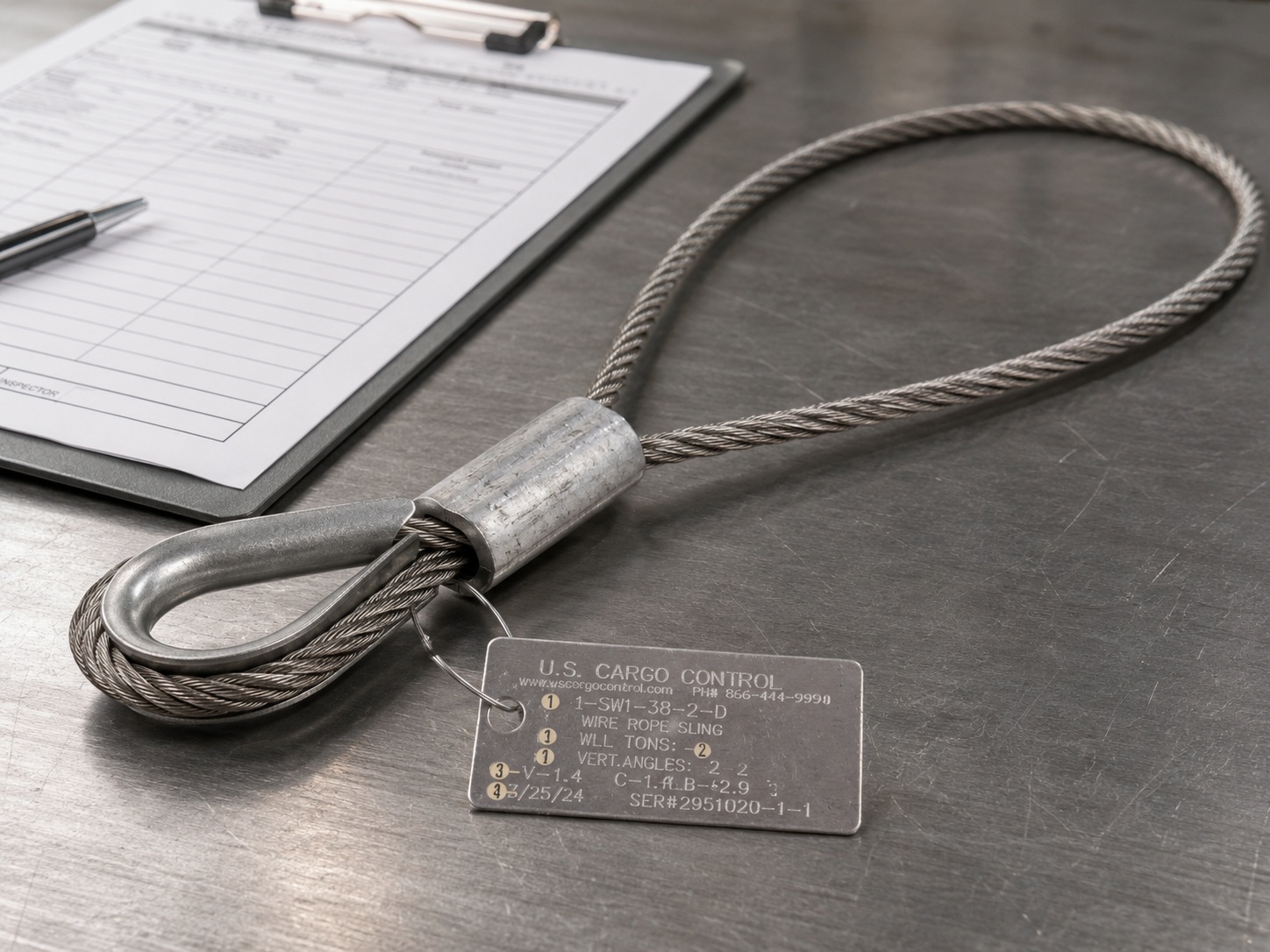 ASME B30.9 Wire Rope Sling with Identification Tag ASME B30.9 wire rope sling with identification tag thimble eye pressed sleeve and inspection document