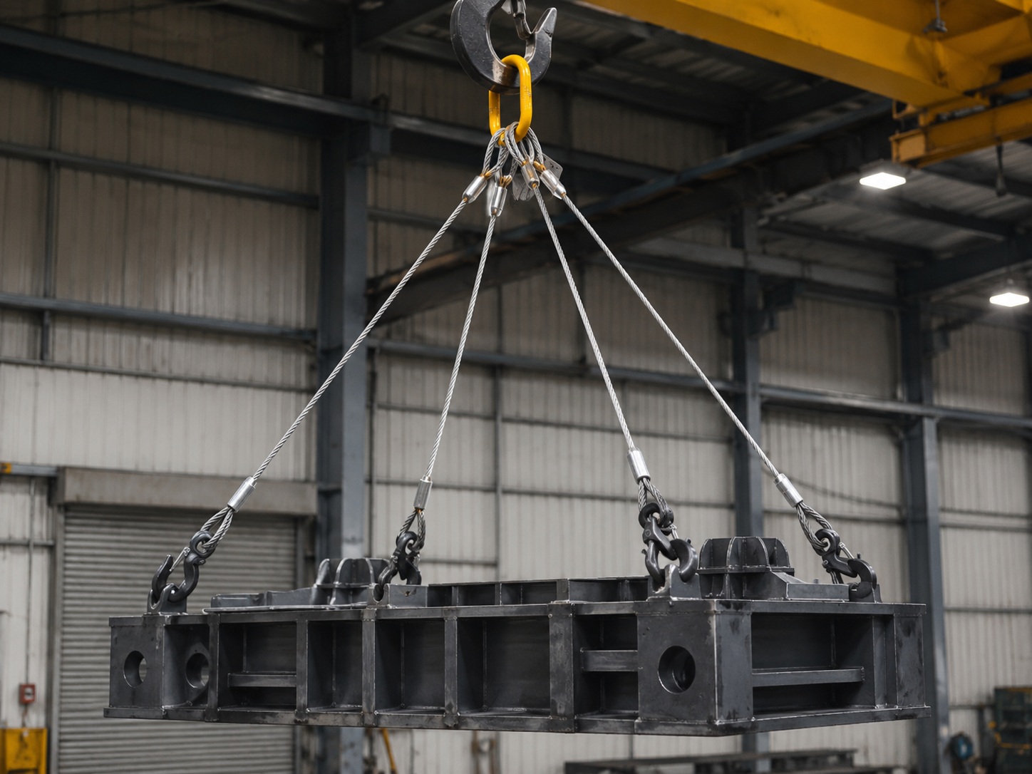 4 leg bridle wire rope sling 16mm x 3m with master link and four hook end fittings for industrial lifting