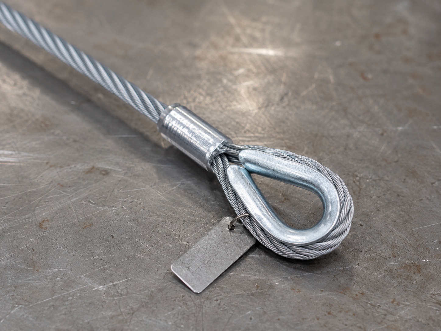 Marine Wire Rope Sling Structure Details Marine wire rope sling structure with galvanized rope thimble eye pressed sleeve and tag