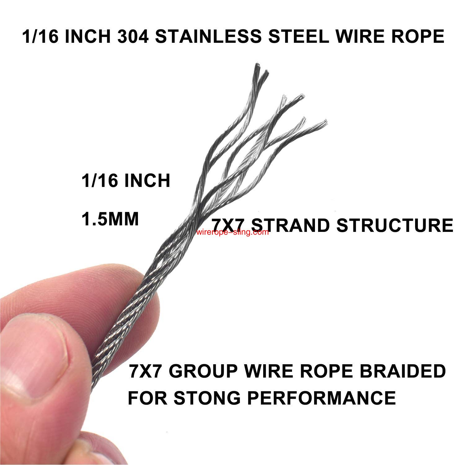 1/16 Inch Vinyl Coated Wire Rope Kit,330 Feet Stainless Steel 304