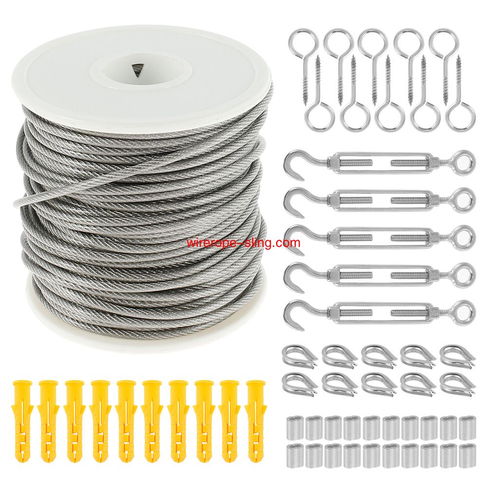 15M/30M Picture Wire Cable Railing Kit Garden Heavy Duty Screw Eye Screw  Turnbuckle Wire Tensioner
